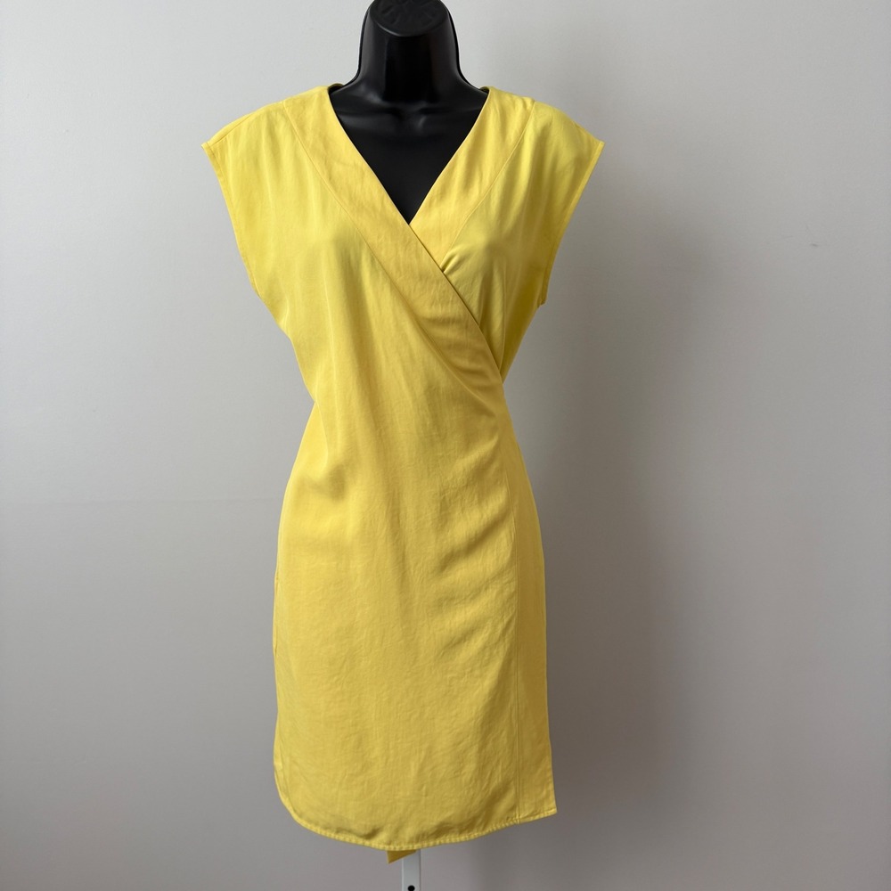Everlane sz 2 Yellow Japanese GoWeave Wrap‎ Dress Sleeveless Resortwear Summer
